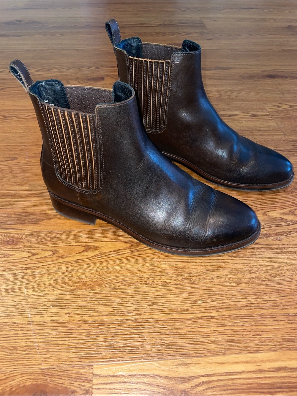 Thursday Boots Women's Black/Brown Leather Chelsea Boots - Slip-On Style - 7.5